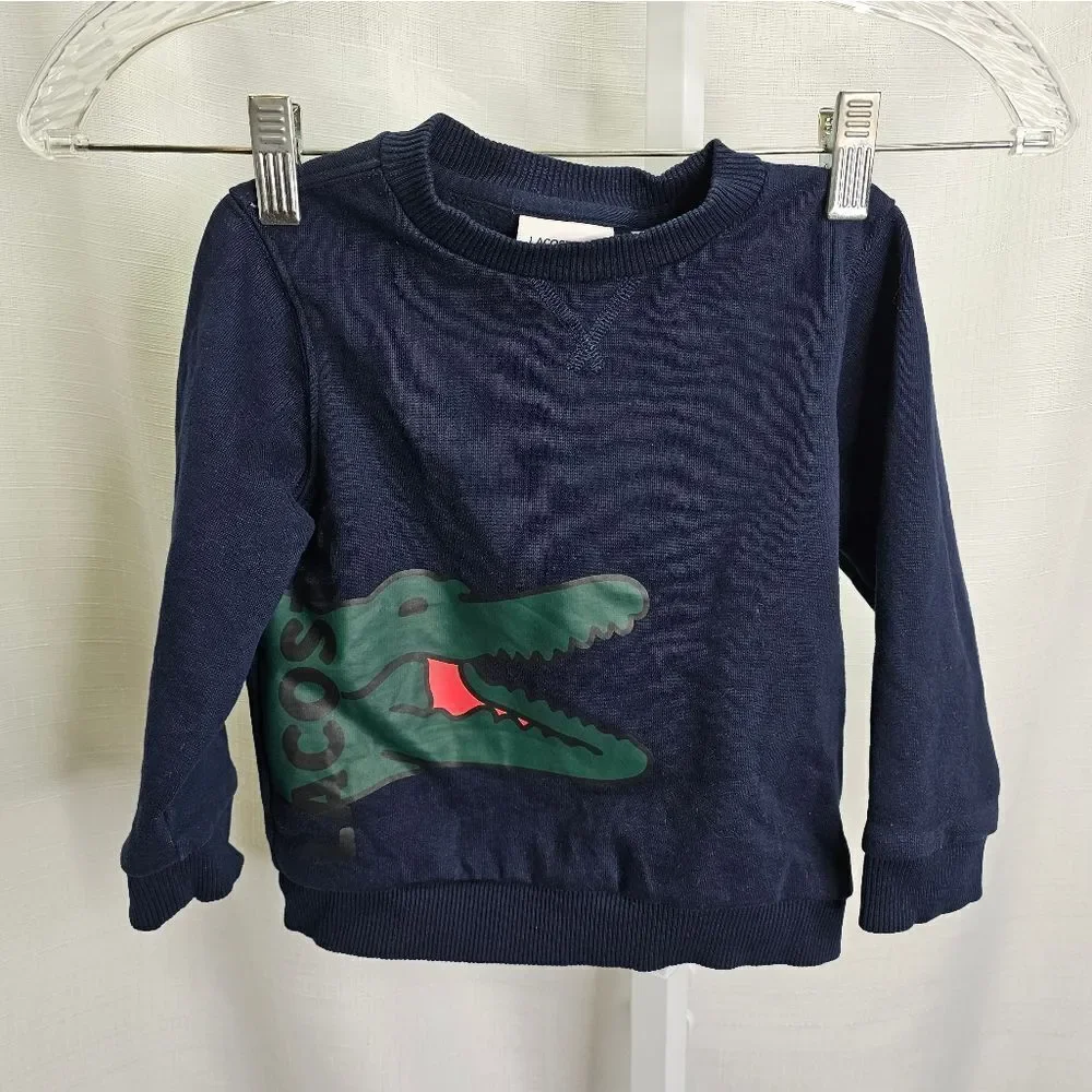 Lacoste Navy Blue Crocodile Graphic Crewneck Sweatshirt Size 3 - Picture 4 of 12